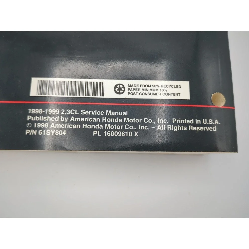 Vintage‎ 1998 1999 Acura 2.3 CL Service Shop Repair Manual Paperback Book
